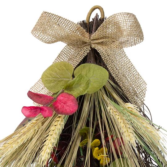 2ft. Autumn Harvest Wheat & Eucalyptus with Feathers Teardrop Swag